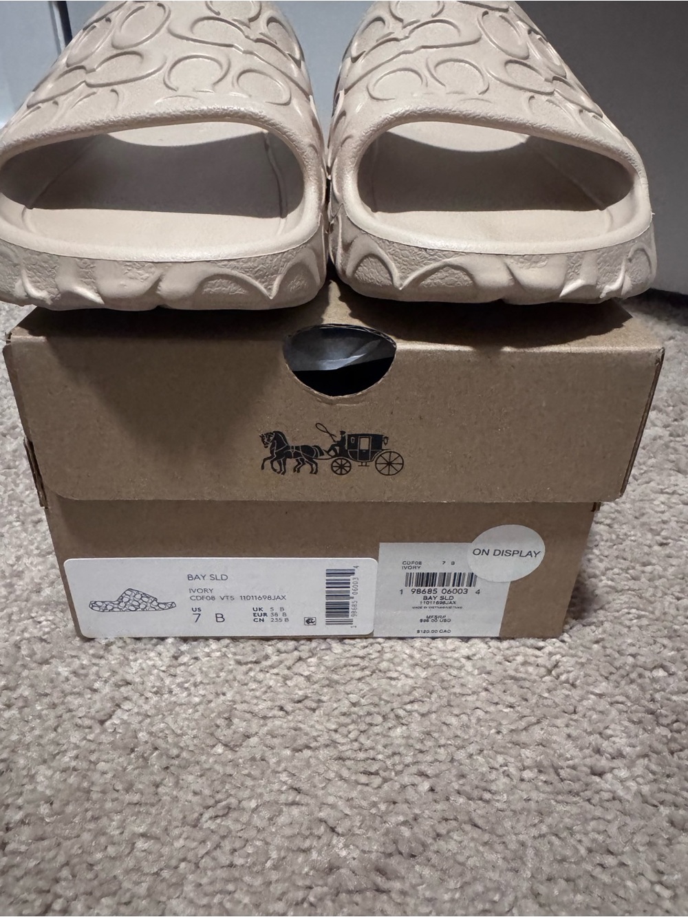 Coach Womens Embossed Signature Slide Sandals in Beige - Picture 5 of 7